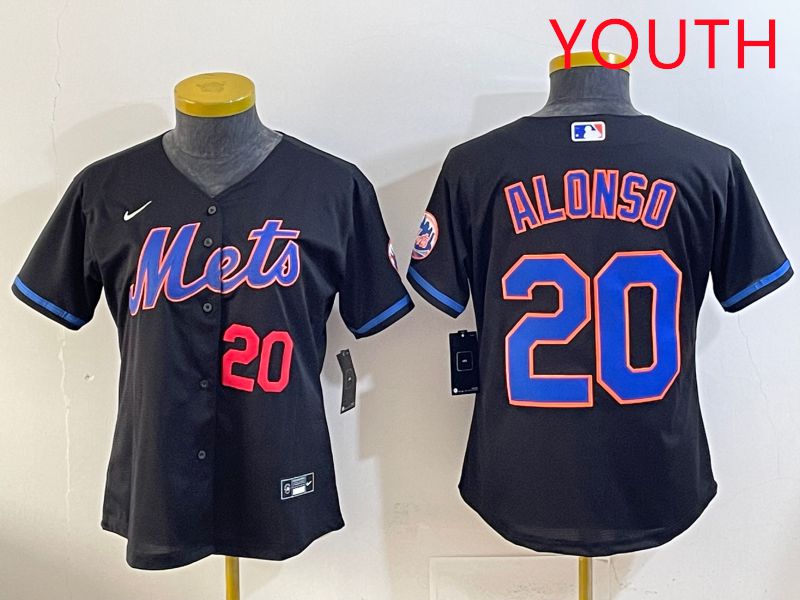 Youth 2025 New York Mets #20 Alonso Black Game Nike MLB Jersey style 3->youth mlb jersey->Youth Jersey
